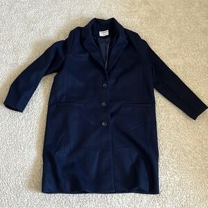 Navy Women's Oversized Plush Button-Front Coat